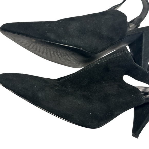 Bleaker and Bond Leather Black Suede Pointed Toe Sling Pumps Sz 10 - Picture 11 of 13
